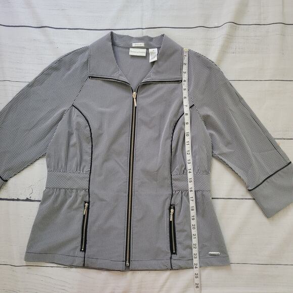 Drapers & Damons Size M Stretch Gingam Plaid Black White Full Zip Jacket - Picture 7 of 10